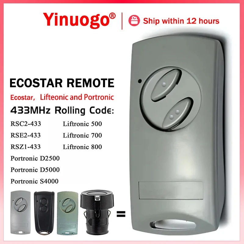 ECOSTAR RSE2-433 Garage Remote Control Work For ECOSTAR RSC2 RSE2 REZ1 433 Liftronic 500 700 800 Portronic D5000 D2500 S4000