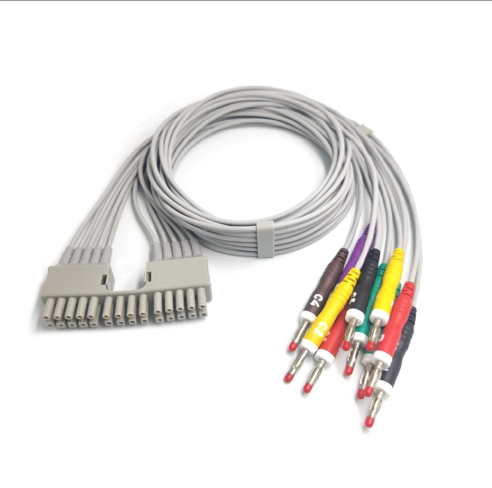 Compatible mortara Electrocardiogram / EKG Cable With 10 Lead Wires TPU Material