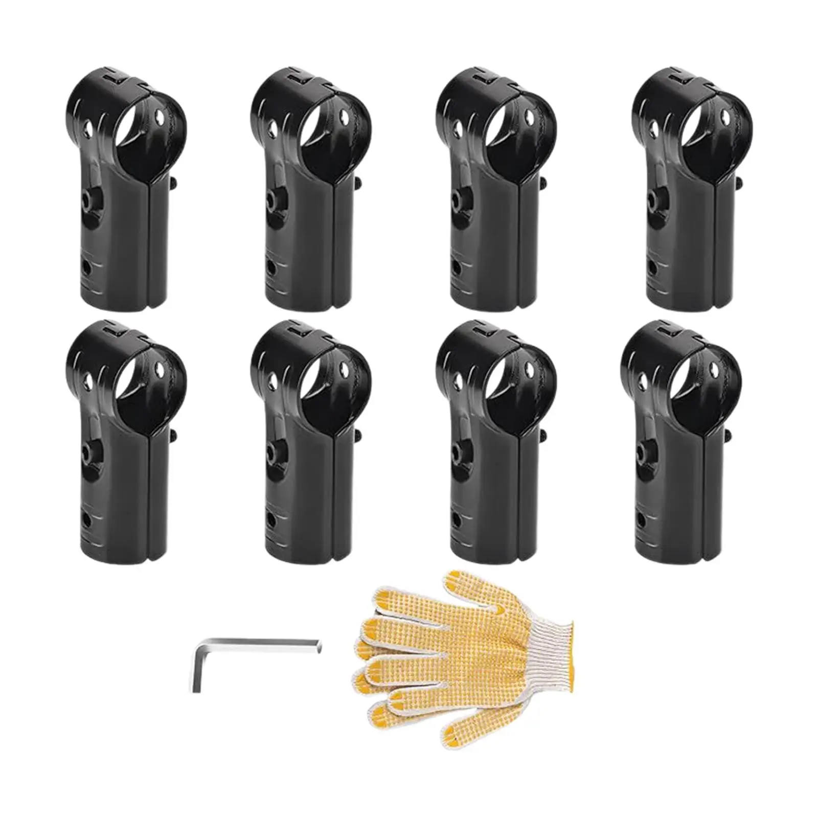 8Pcs T Pipe Clamp Connector with Wrench Glove Accessories Tube Connector