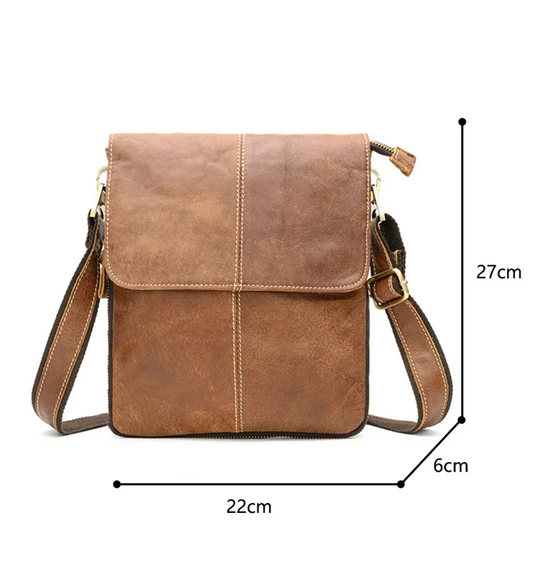 Natural Cow Leather Flap Bag Men\'s Messenger Bag Vintage Genuine Leather Casual Men Stitched Shoulder Bag Bolsas de hombro