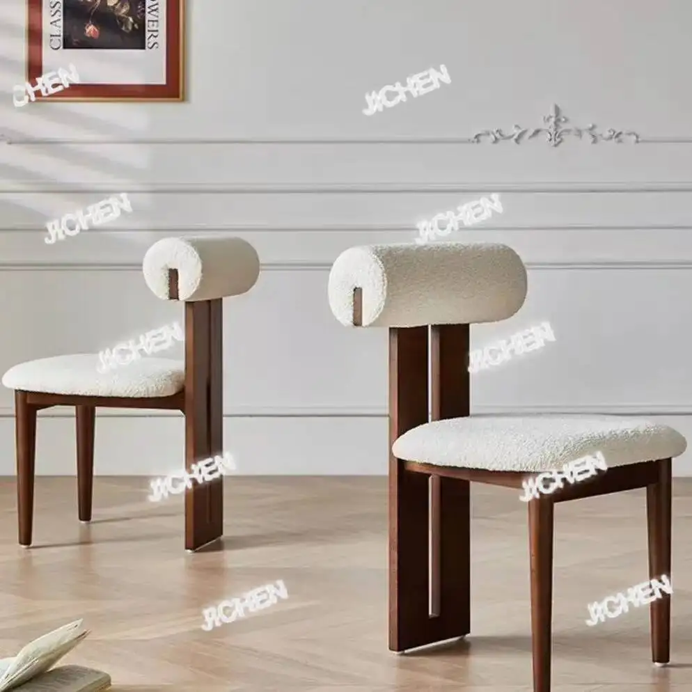 

ZQR Nordic French Vintage Solid Wood Dining Chair - Mid-Century Retro Backrest Hippo Chair For Home, Living Room & Vanity