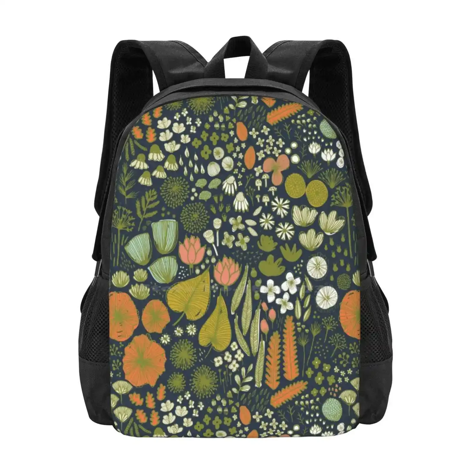 

Botanical Sketchbook M+M Navy By Friztin Hot Sale Schoolbag Backpack Fashion Bags Botanical Greenery Leaf Dark Navy Blue