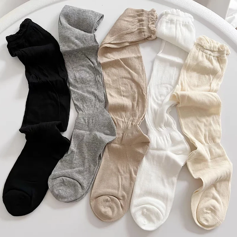 Black White Stockings Women Girls Thigh High Long Socks JK Japanese Leggings Summer Thin Loose Costumes Sweet Ballet Hosiery