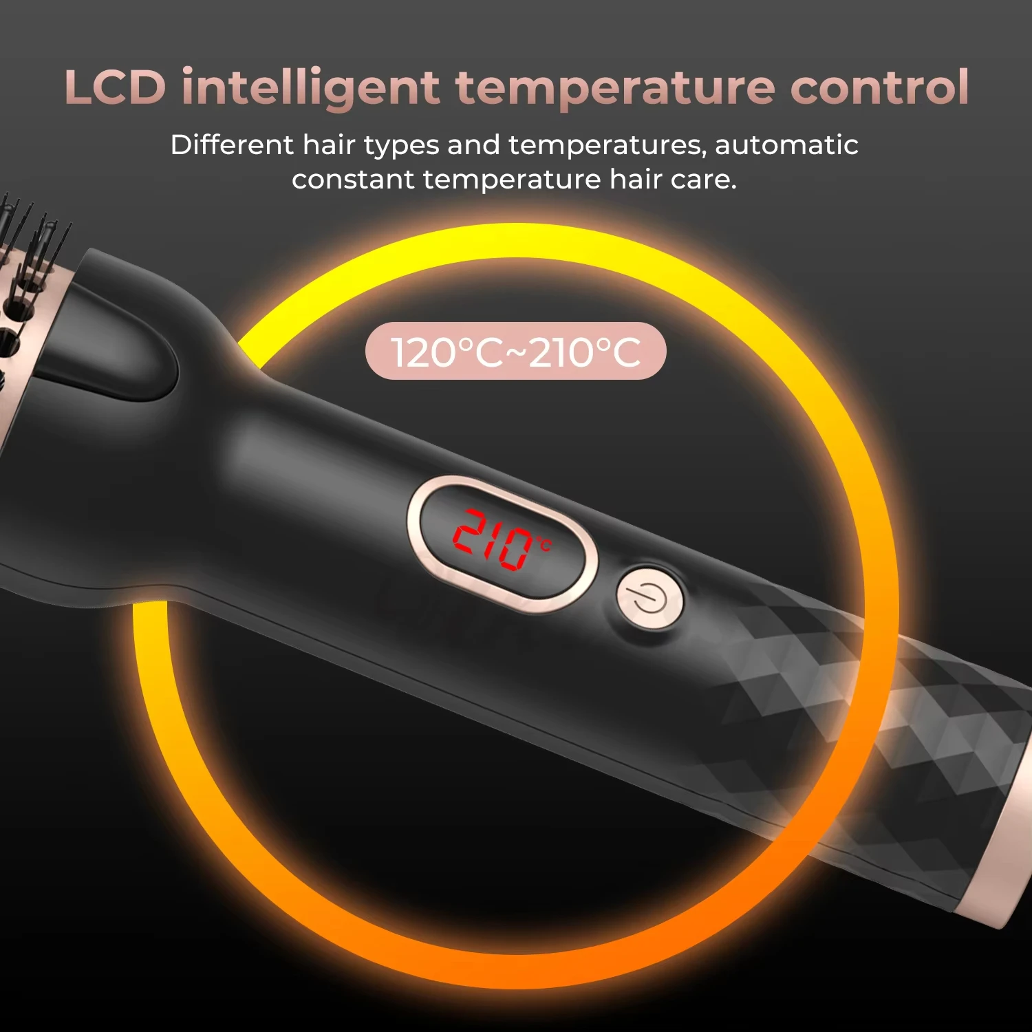 1.5 Inch Thermal Brush 10 Temp Settings Negative Ion Thermal Round Brush Hair Curler Volumizing Brush Comb Curly Hair Tool