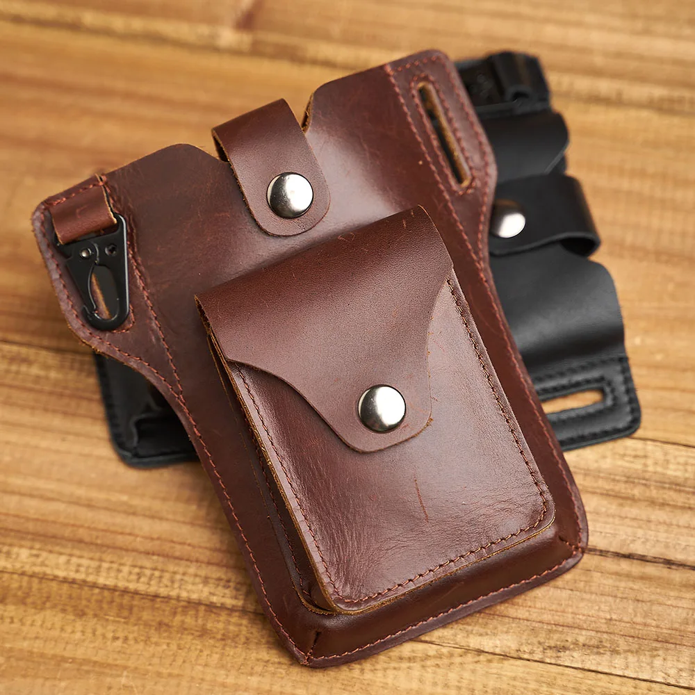 Zrcx saco da cintura do telefone móvel genuineleather cinto saco para o iphone samsung huawei gancho hoop coldre telefone bolsa cintura caso capa