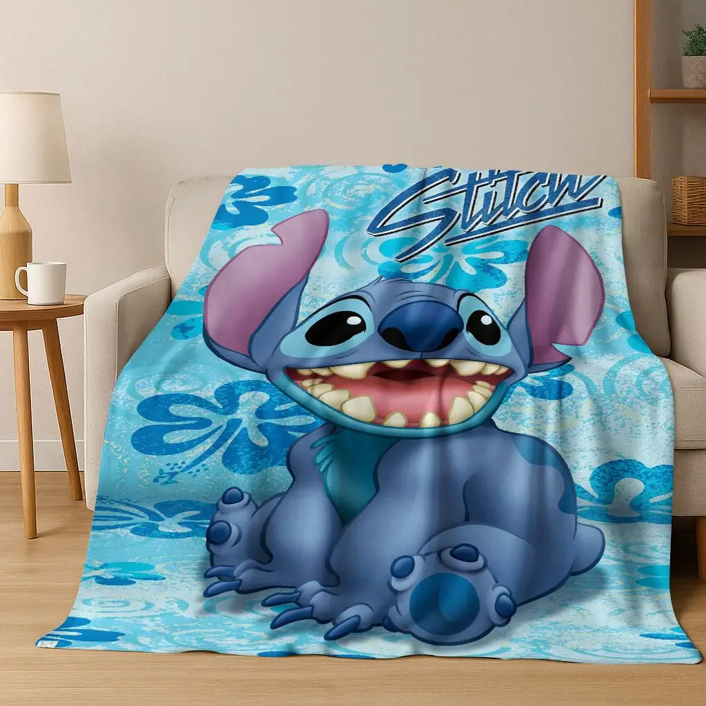 Manta de franela con dibujos de monstruos de Lilo & Stitch en 3D, manta suave y cálida para dormitorio, sala de estar, cama, viaje, regalo de Picnic