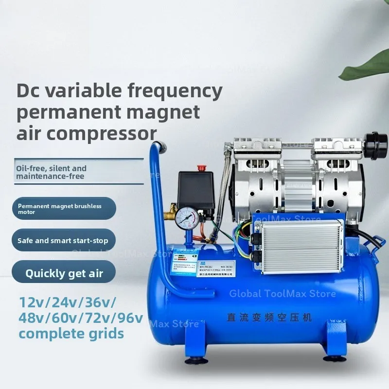 Multi-Voltage Mini Air Compressor 12V-60V DC Portable Oil-Free Pump for Tires Inflating