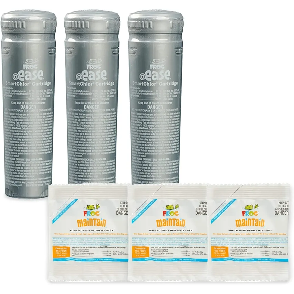 

Сменные картриджи FROG @Ease In-Line SmartChlor (3 шт.) и FROG Maintain (3 шт.), безхлоровые, для гидромассажных ванн до 600 галлонов