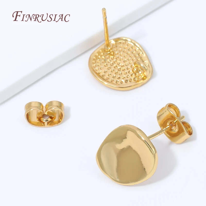 18K Gold Plated Irregular Wave Blank Earring Stud Base,Post Ear Pin Blanks For DIY Resin Cabochon Earrings Jewelry Findings