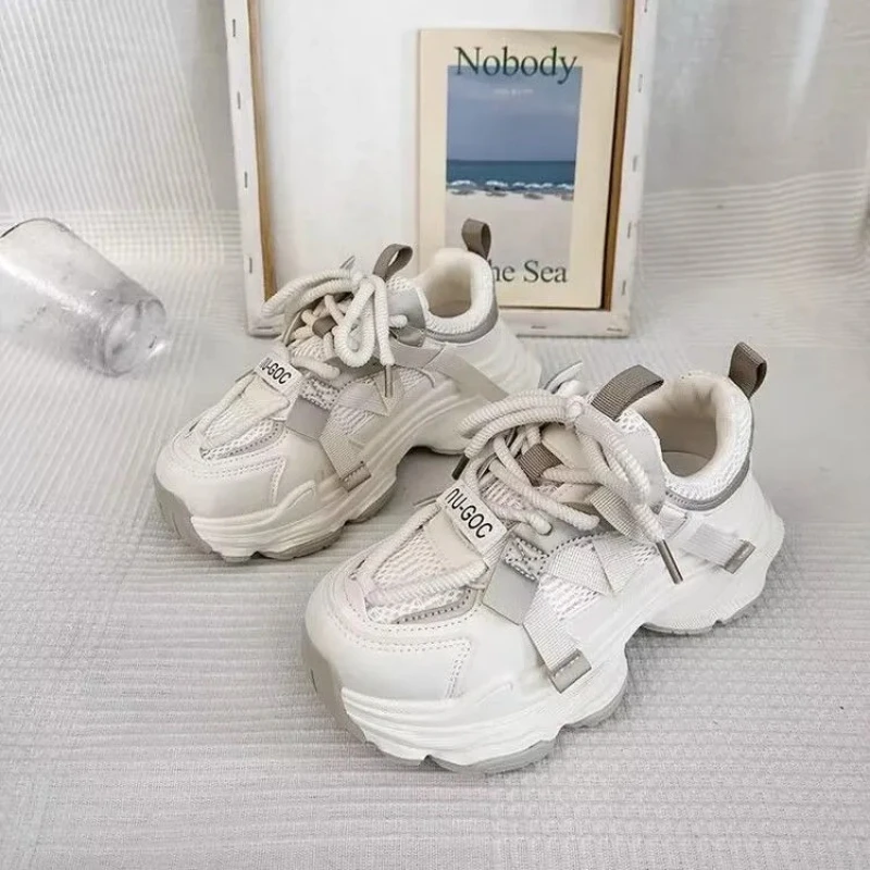 

Korean Fashion Lace Up Mesh Breathable Shoes for Women 2025 New Arrival Light Comfortable and Elegant Stylish Y2k Woman Footwear