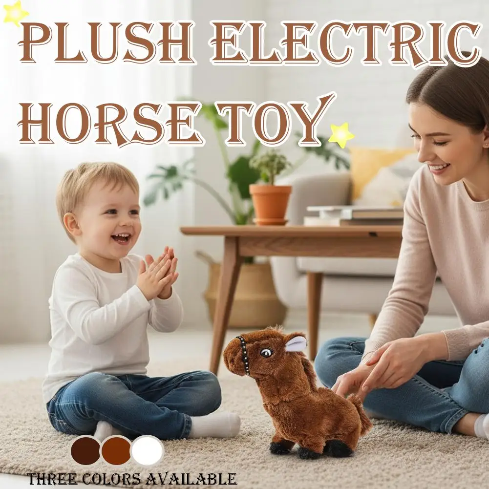 1 لعبة الحصان الكهربائية القطيفة التفاعلية واقعية المشي المهر لطيف الحيوانات الأليفة الإلكترونية للأطفال بنين بنات بدون بطارية H1Y7 #1