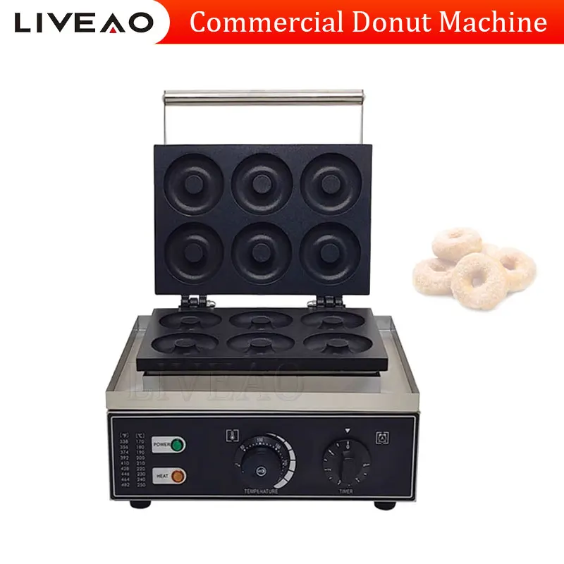 Non-Stick Surface Electric Doughnut Machine Commercial Waffle Donut Maker 5 Holes Double-Sided Heating Donut Machine