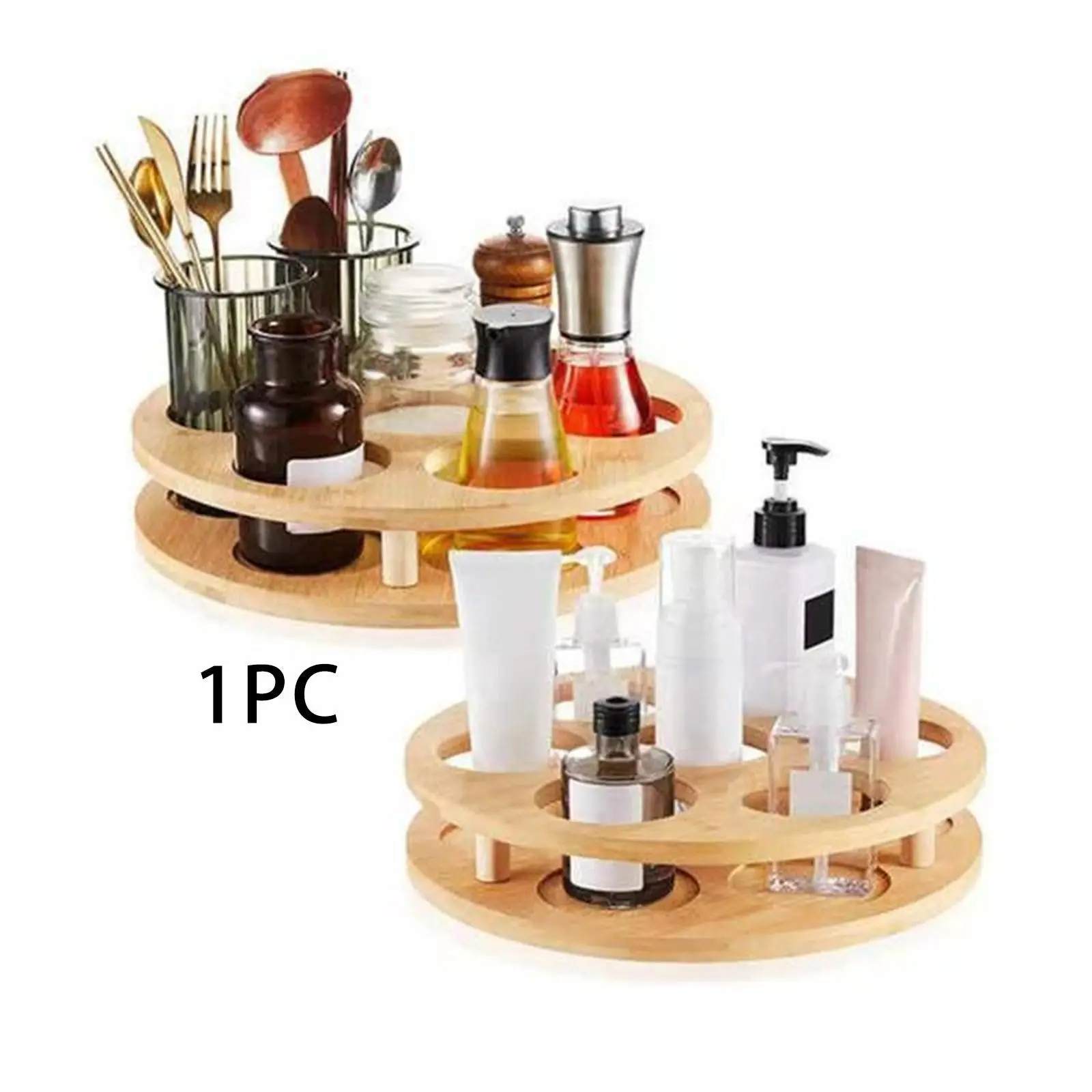 

Water Bottle Organizer Practical Easy Access Storage 2 Tier Housewarming Gift Wooden Accessories Rotating Spice Rack for Pantry