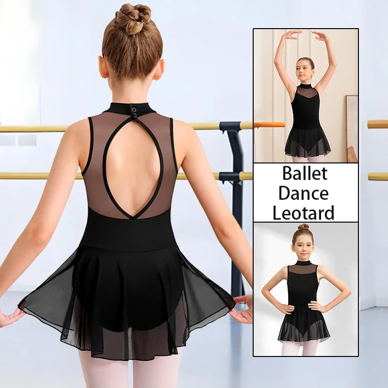 Body da danza classica senza maniche in poliestere per ragazze, per ragazza, ginnastica, danza, canotta, con fodera morbida, manica corta, abbigliamento da ballo