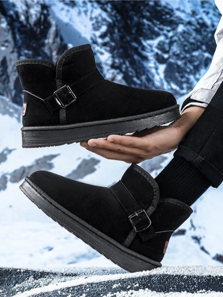 Men Snow Boots Winter Shearling Lined Warm Waterproof Outdoor Anti Slip Plus Size 45 Thermal Boots