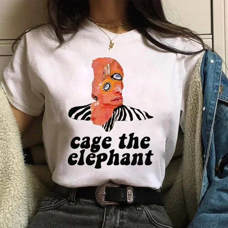 Cage The Elephant t shirt women Streetwear Indie Rock Soft Oversized Tees Graphic Print Casual T-Shirt Female aesthetic clothes