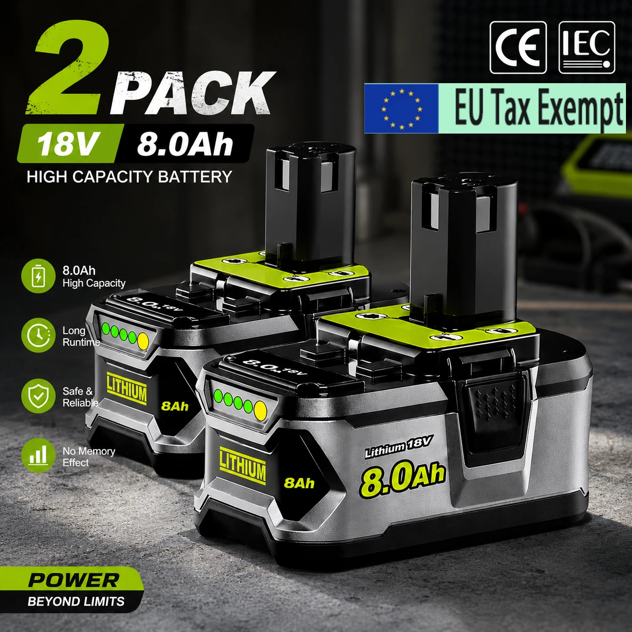 P108 P109 Ersatzakku für Ryobi 18V Elektrowerkzeug-Akku, Hochleistungs-Akku für kabellose Werkzeuge