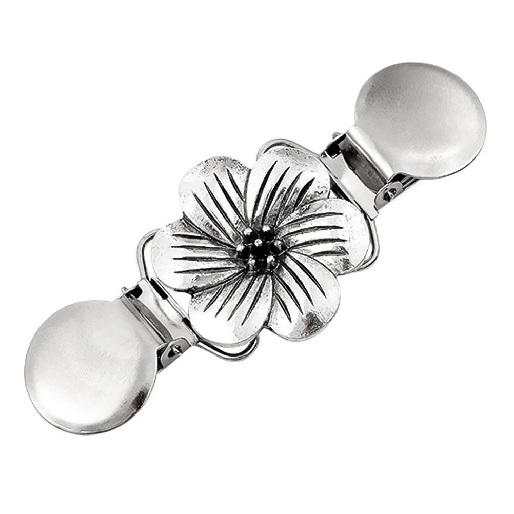 الإبداعية سبيكة سترة كليب زهرة شكل طوق أنيق كليب للأزرار سترات شالات الملابس والاكسسوارات أنيقة الفضة #6