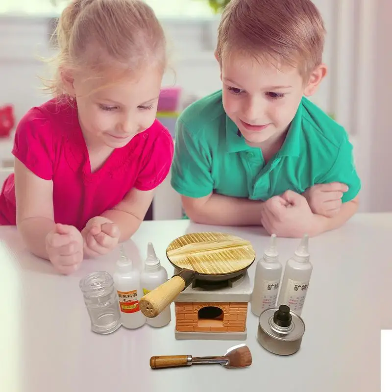 Cooking Set For Kids Pretend Play Kitchen Tools Educational Toys Playset Frying Pot Real Food Cooking Tools With Mini Stove