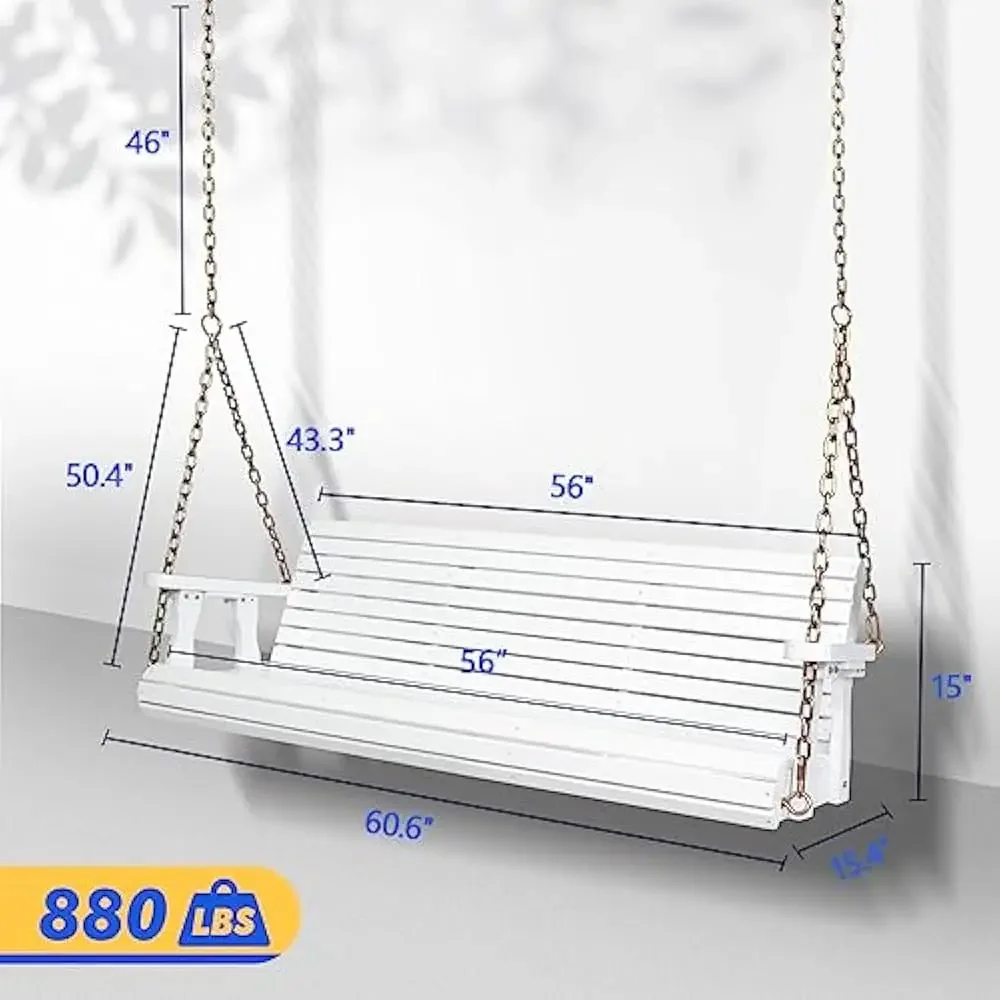 

Patio Swing with Hanging Chains for Courtyard & Garden, Heavy Duty 880 LBS Swings Chair Bench, Wooden Porch Swing