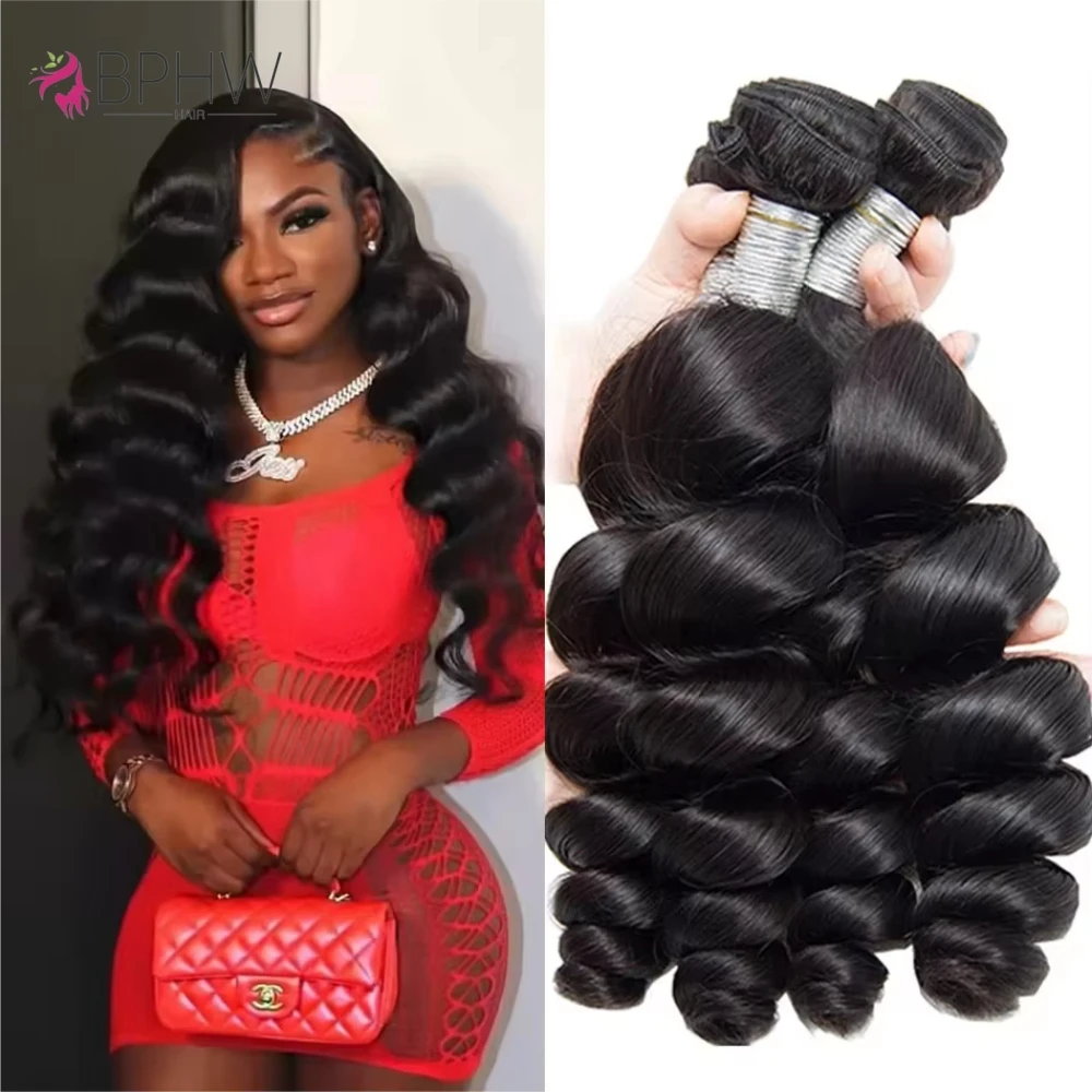 Tissage en Lot Malaisien 100% Naturel, Extensions de Cheveux Ondulés, 12A At, pour Femme Noire, Lot de 1, 3 ou 4