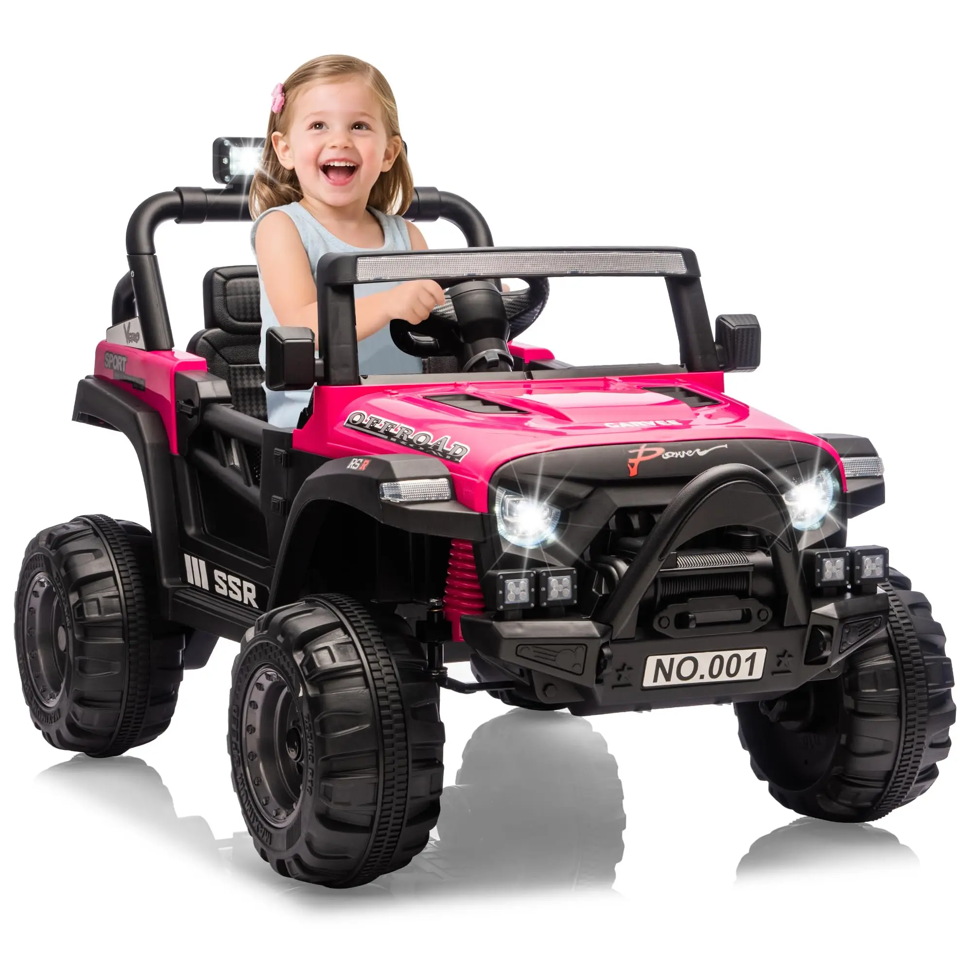 12V Kids Ride On Truck With Parent Remote, Dual 35W Motors, Bluetooth Music LED Lights, Suspension Electric Car For Ages 4-8