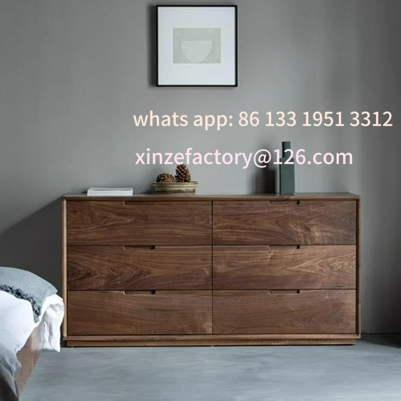 

Customizable black walnut solid wood simple log cabinet bedroom bedside storage locker