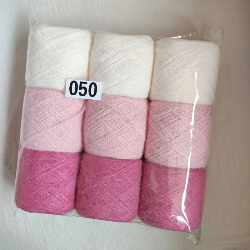 

9 шт./лот, мягкая пряжа для вязания крючком из мохера, шерстяной шарф с эффектом омбре, бархатная пряжа ручной вязки, разноцветный комплект Yanr