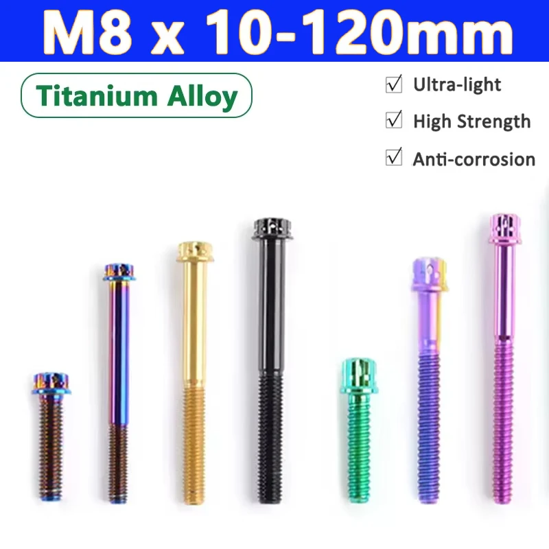 1pcs Titanium Alloy Bolt M8 Length 10-120mm Torx Head Flange  Screw High Strength Motorcycle Screws Gold/Black/Blue/Green/Purple