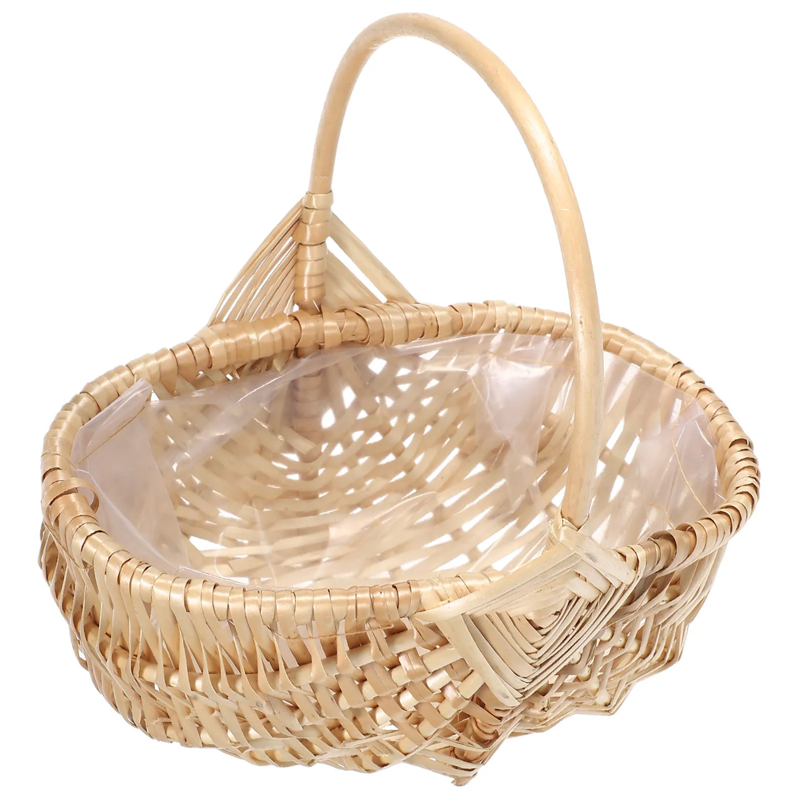 

Wicker Woven Flower Basket Vintage Handle Design For Garden Gatherings Picnic Fruit Storage Basket Outdoor Decor Use Harvest