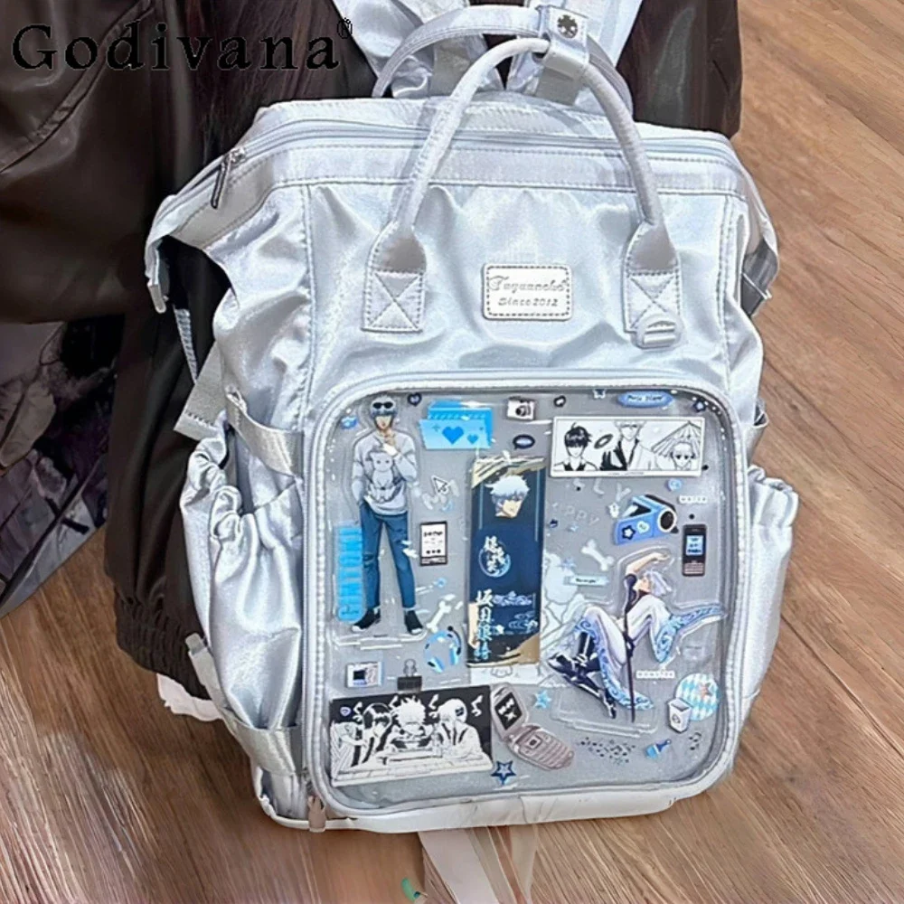 

Cute Transparent Versatile Itabag Schoolbag Backpack Y2k Large Capacity Leisure Commute Shoulder Women's Bag