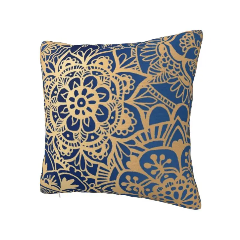 Blue Gold Mandala Pillow Covers Sofa Buddhism Flower Modern Cushion Cover Soft Pillowcase