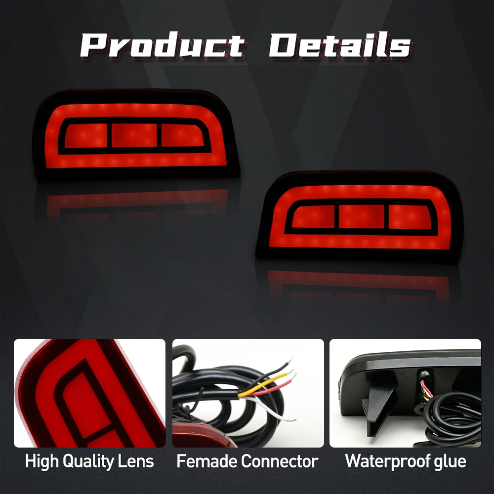 2pcs Led Car Rear Bumper Reflector Light for HONDA CIVIC 2016-2026 Rear DRL Lights Stop Brake Lamp Accessories Red Lens