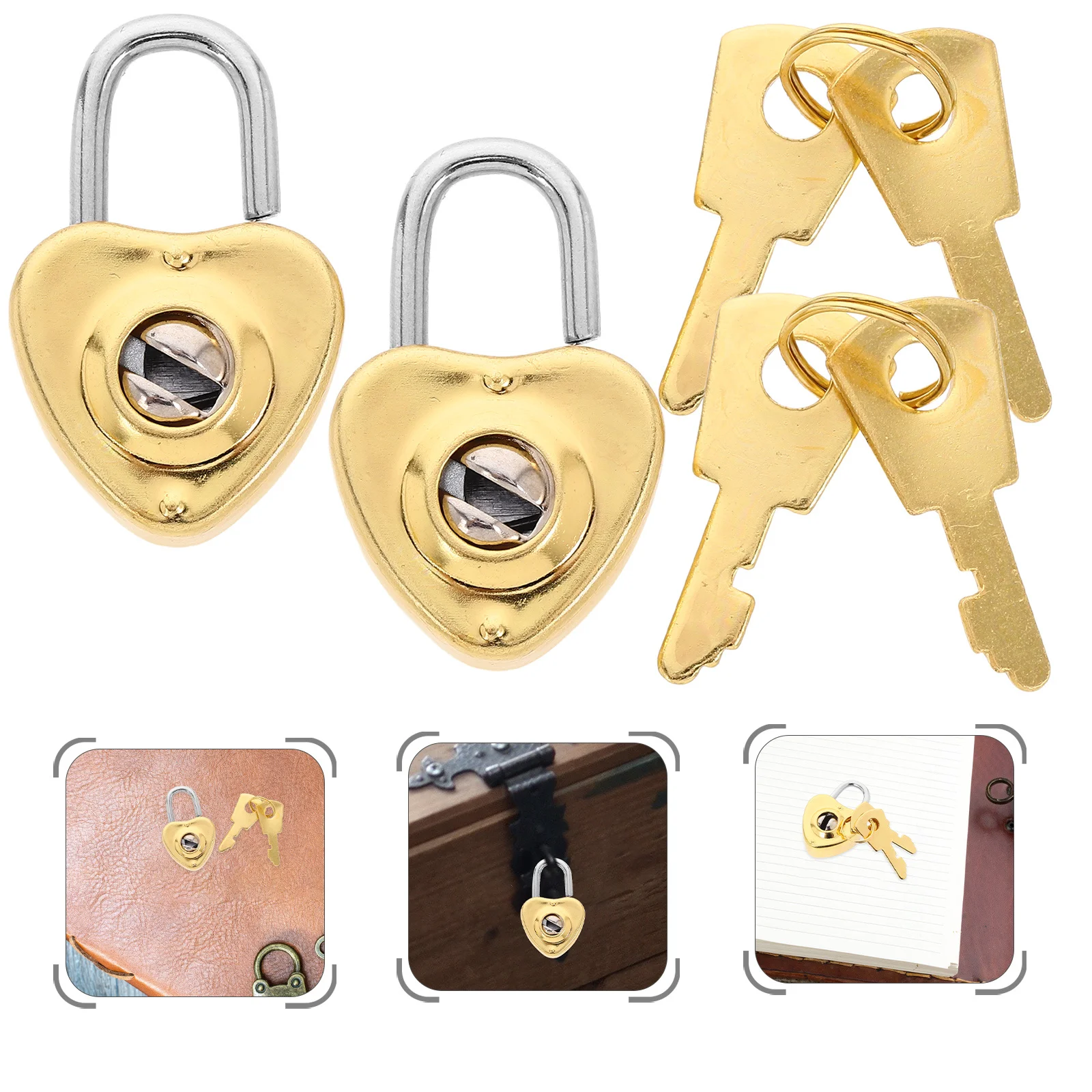 

1Set Mini Heart Padlock Key Small Vintage Lock Decorative Lock for Diary Jewelry Box Crafts Vintage Locks Mini Box Locks