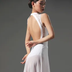 Leotardos de Ballet elegantes de calidad con cuello levantado Sexy para adultos, Body con espalda abierta, ropa de gimnasia de baile, disfraces de escenario de bailarina