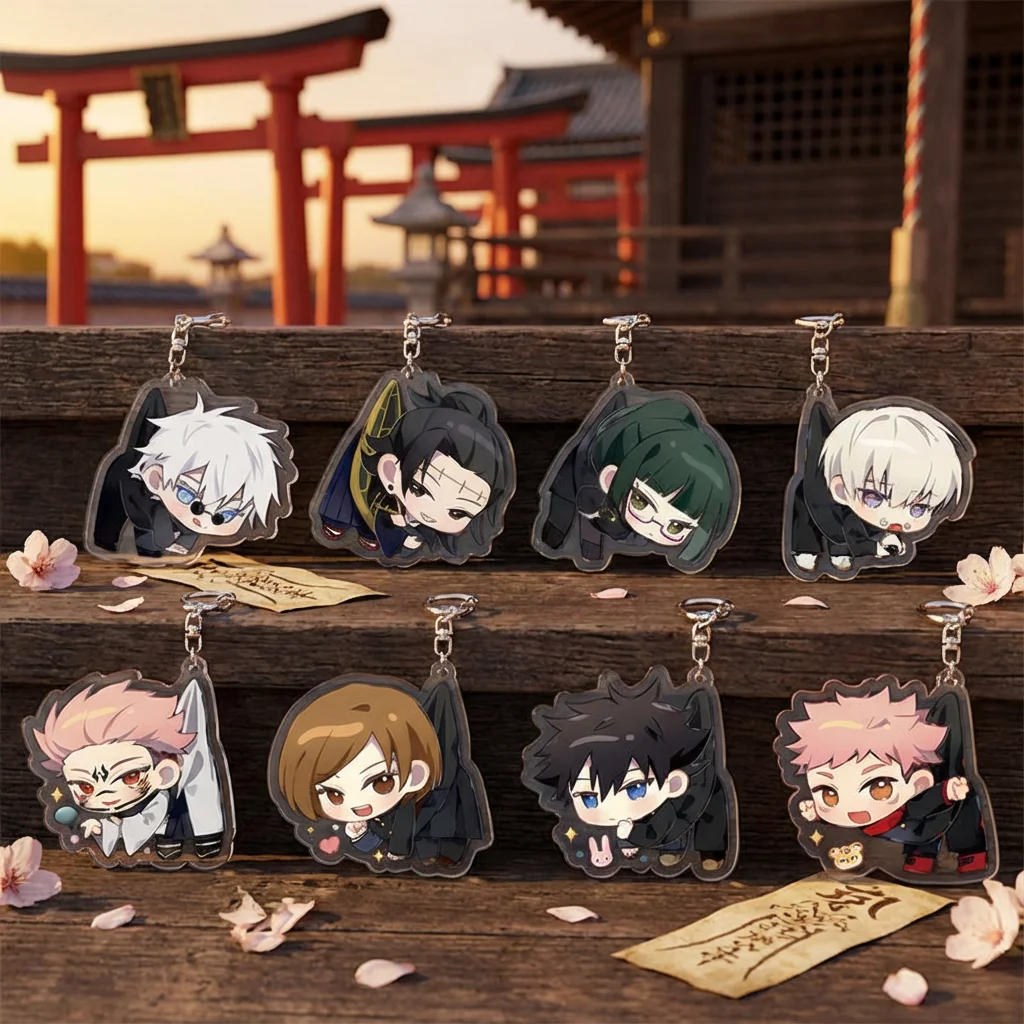 Llavero acrílico de Anime Jujutsu Kaisen, colgante con figuras de dibujos animados, regalos de recuerdo para fanáticos, juguetes de colección Otaku para niños y niñas