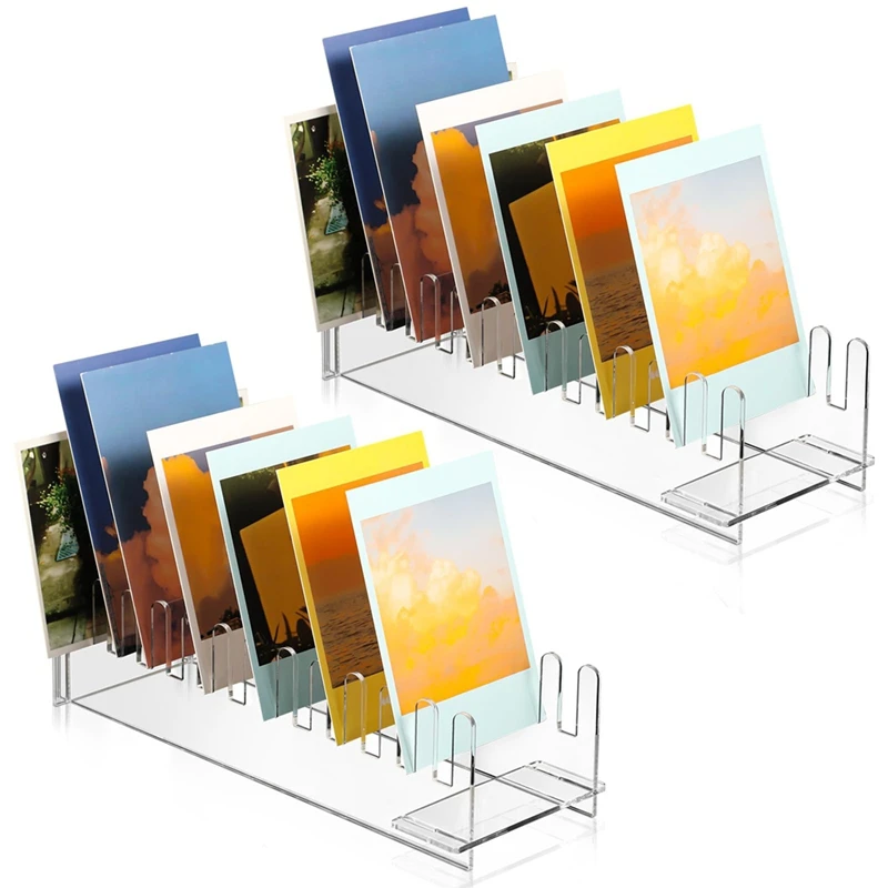 2 Pcs 12 Tier Acrylic Greeting Card Display Stand Portable Card Display Rack Clear Postcard Holder Display Stand