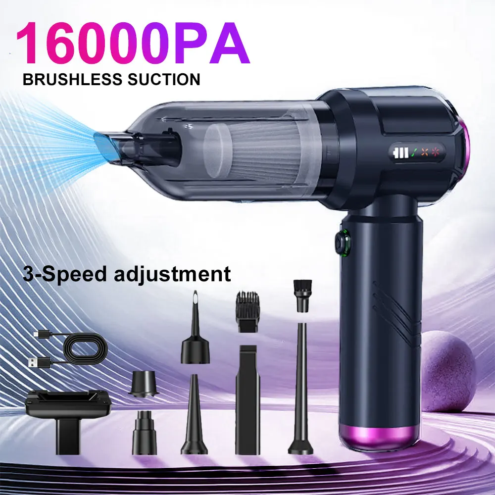 

Portable Car Vacuum Cleaner 3 Gears adjustable Electric Air Duster Blow Drying Dust Removal Type-C Charging Cleaning Blower Tool