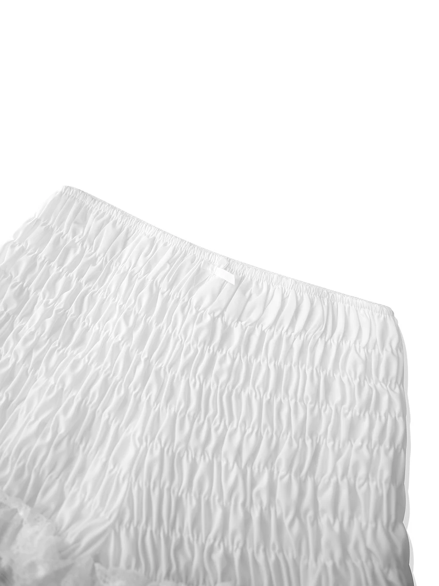 Bloomer-shorts voor dames, casual lage taille, kanten rand, effen kleur, pasvorm, uitgaande broek