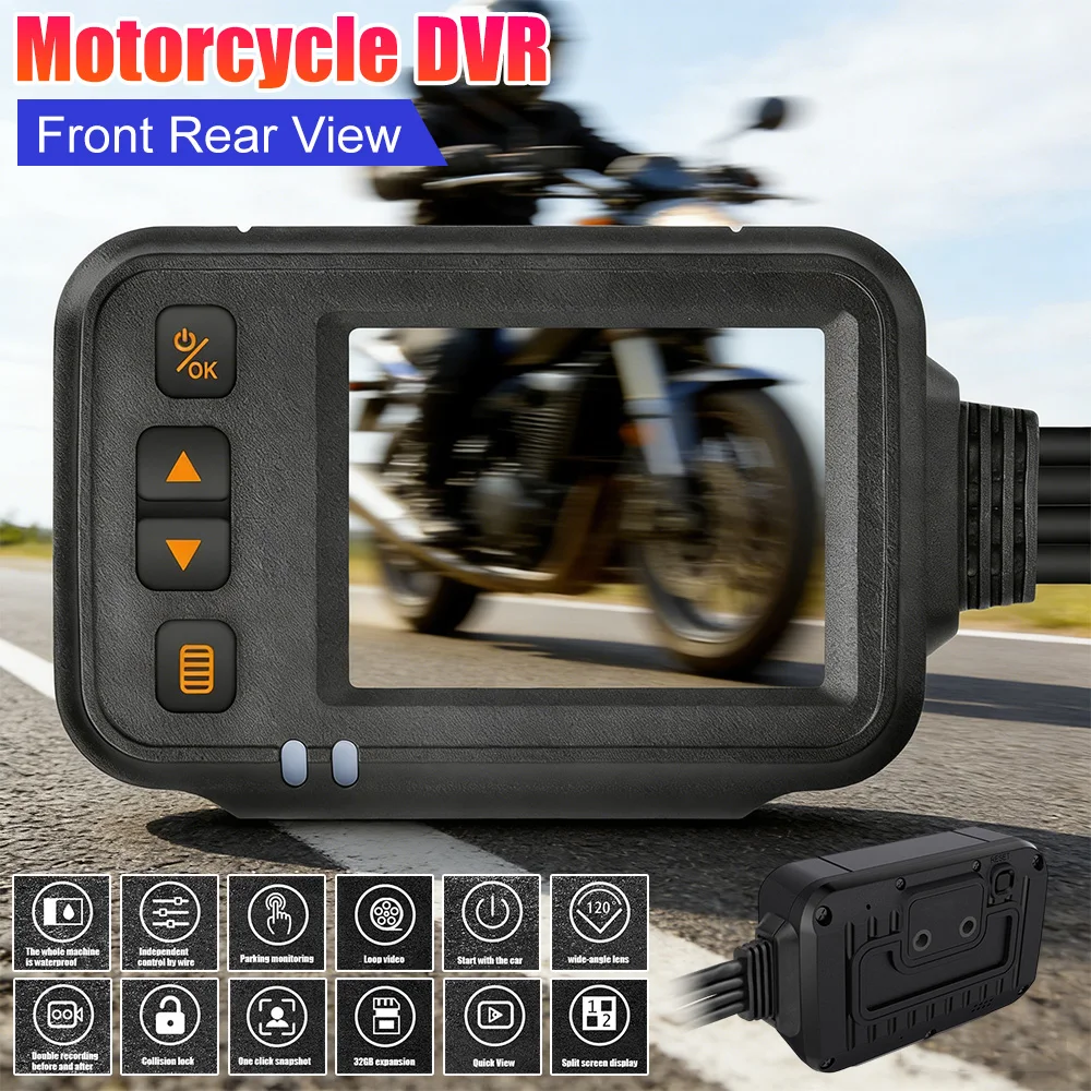 

Motorcycle Driving Recorder HD 1080P Front Rear View Dash Cam IP65 Waterproof Video Recorder Parking Monitor Dynamic Induction