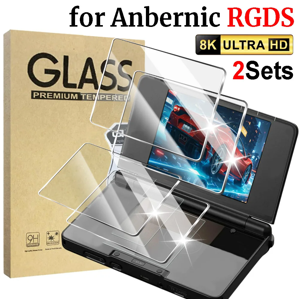 

1/2Sets for Anbernic RGDS Game Console Screen Protector Anti-scratch for RGDS Flip Dual Screen HD Tempered Glass Protector Film