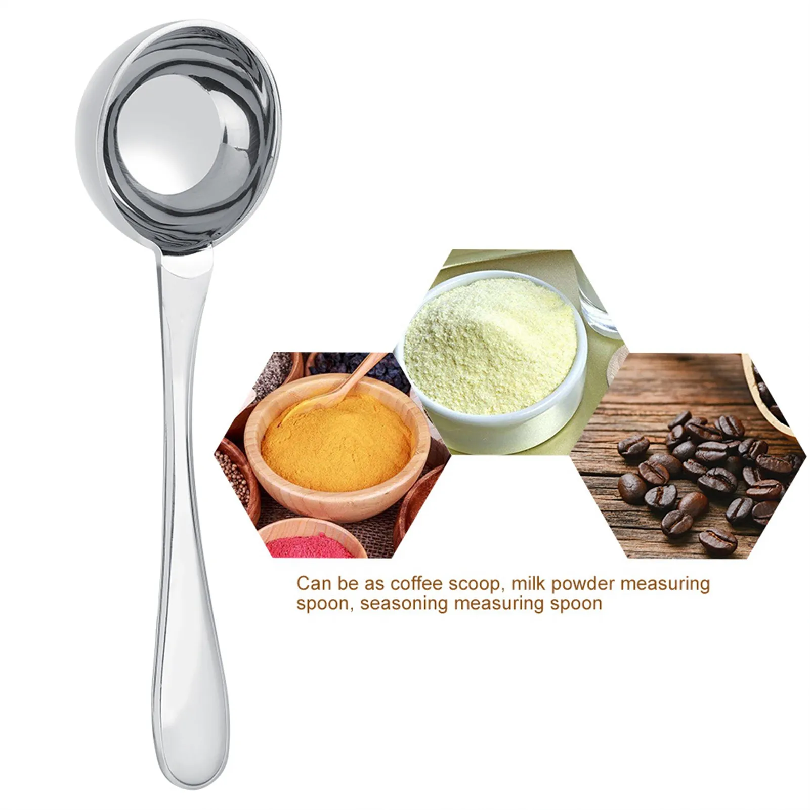 Stainless Steel Long Handled Tea Coffee Measuring Spoon Scoop Tablespoon (15ml)