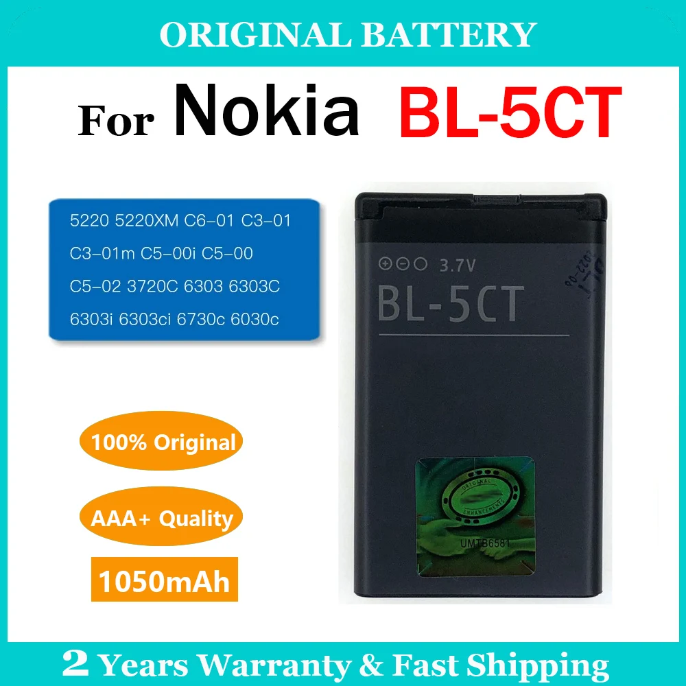 Оригинальный аккумулятор для Nokia 3720C 5220XM 6303C 6730C C5 BL-5CT 6030C 6303i