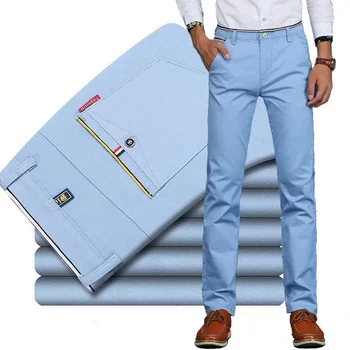 2024ฤดูใบไม้ร่วงMens ClassicดินสอกางเกงSlimสีทึบแฟชั่นสบายๆกางเกงPantalones Hombre