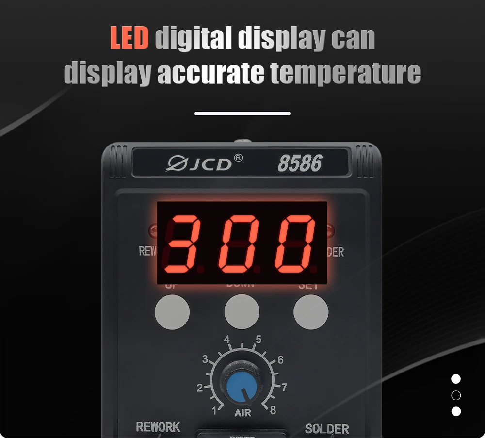 Imagem -04 - Jcd 8586 Estação de Solda com Display Digital Lcd Smd Retrabalho Hot Air Gun Ferro de Solda 220v 110v Esd Soldagem Reparação Ferramentas em 1