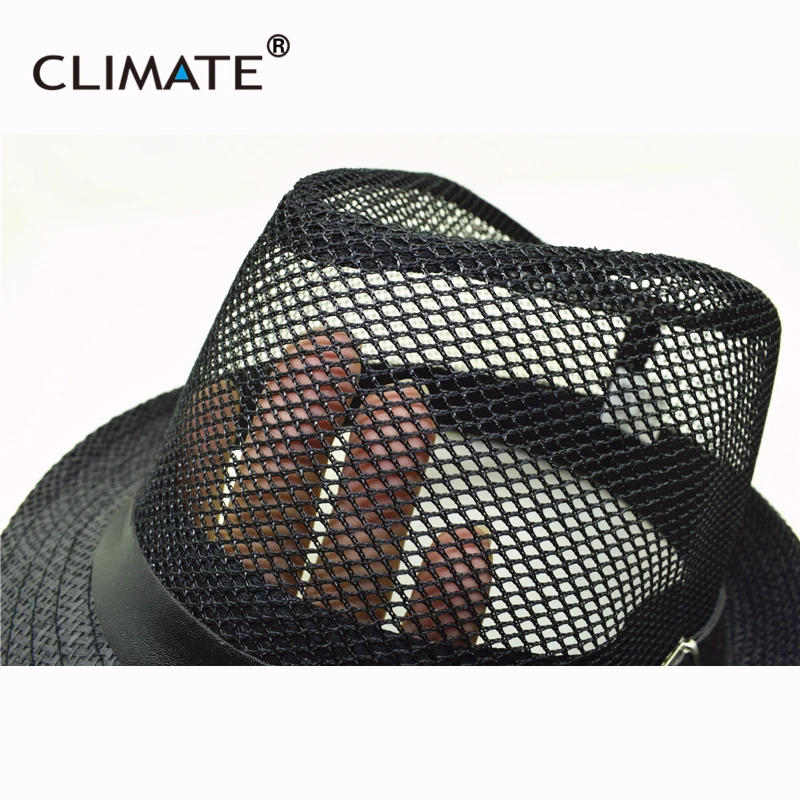 CLIMATE Summer Cool Fedora Men Retro Cool Straw Bowler Hat Breathable Paper Vintage Hat for Men Summer Solid Fedoras Top Hat Cap