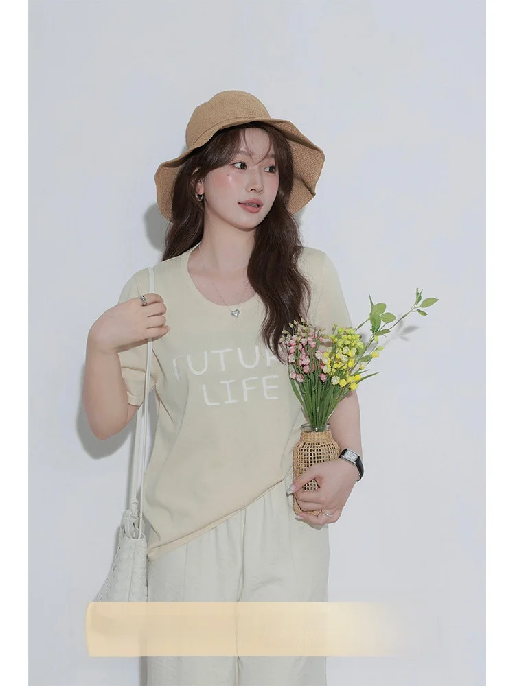 

Женская футболка большого размера с охлаждающим эффектом, свободный крой, однотонная, летняя новинка для полных женщин