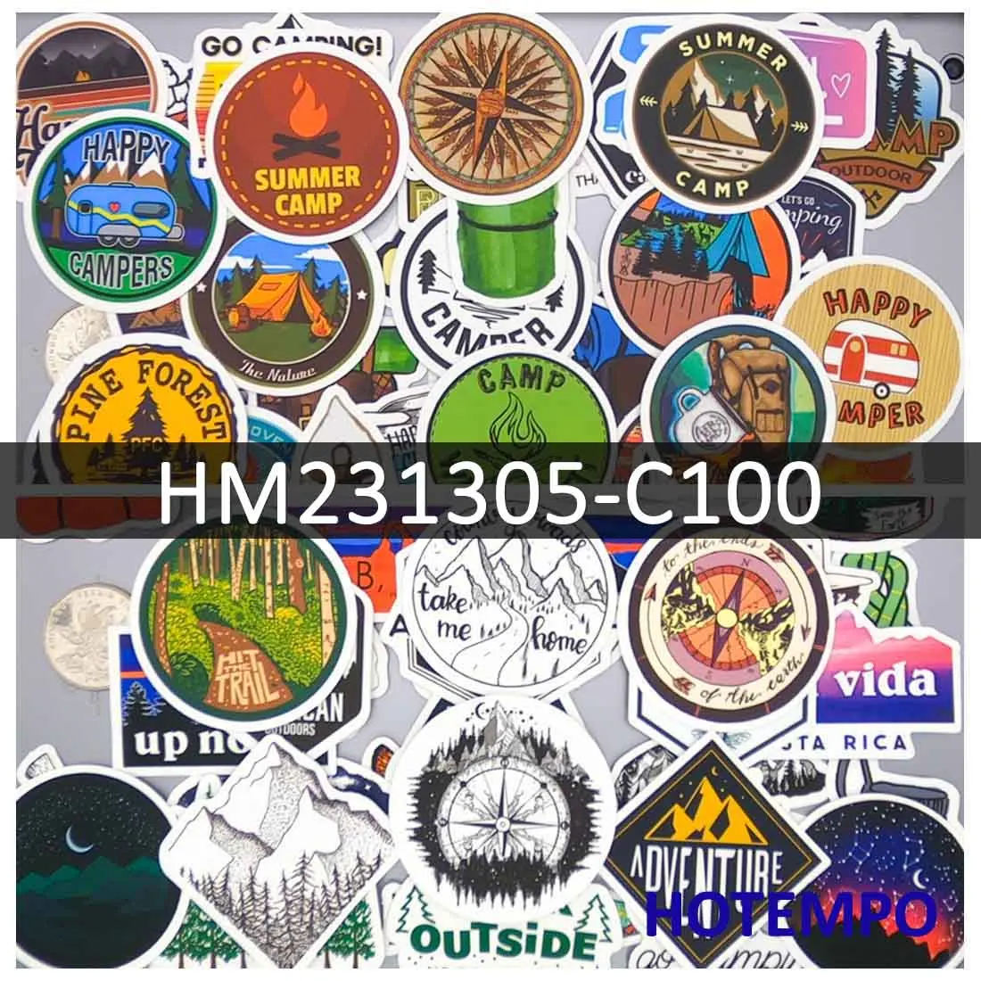 50/100PCS Funny Journey Stickers Summer Camping Climbing Hiking Travel Decals for Phone Laptop Guitar Scrapbook Luggage Sticker