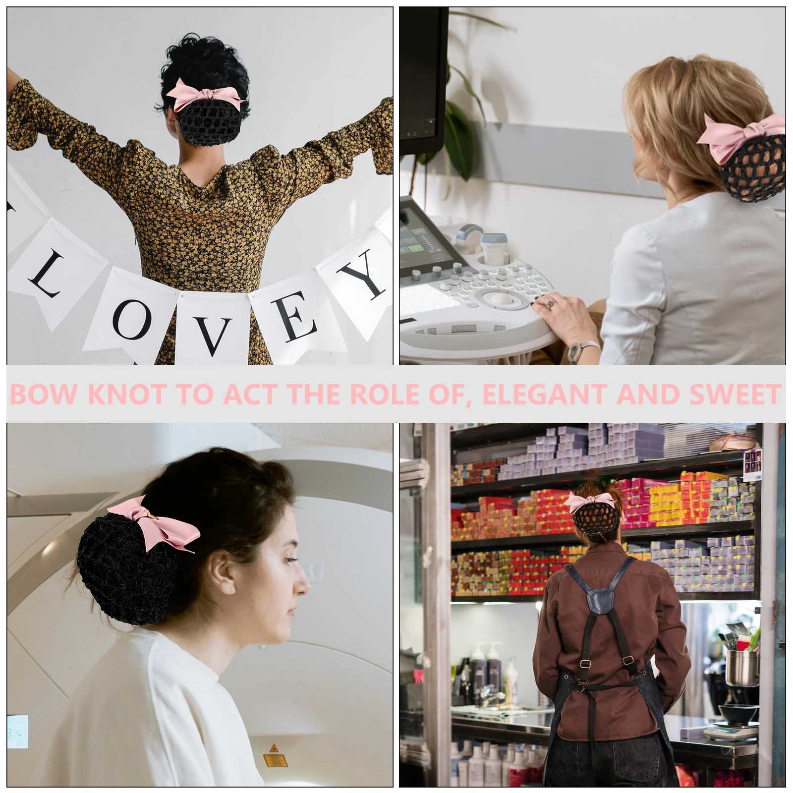 

Снуд для волос с бантом, тканевый прочный зажим, подходит для тонких густых волос, профессиональный сетчатый головной убор для офисной работы, женский головной убор