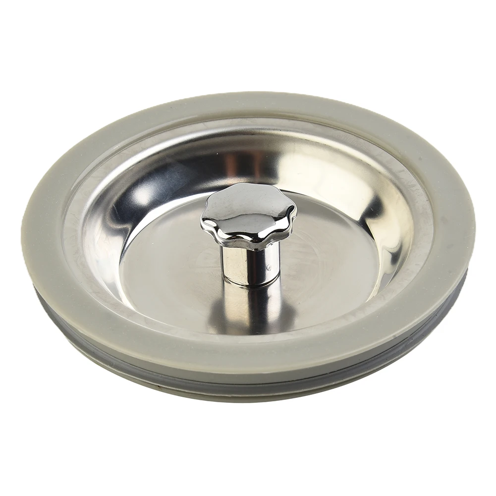 Tapón de repuesto para colador de fregadero de cocina, tapón de desagüe de acero inoxidable, tapón de residuos plateado, accesorios para fregadero